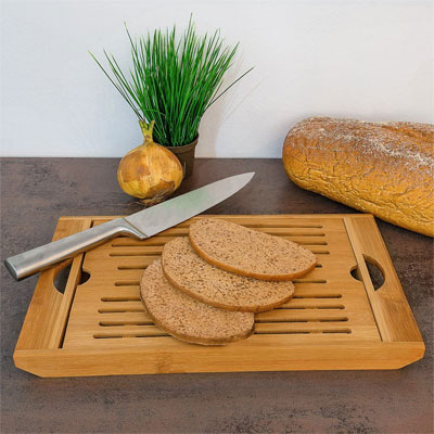 Bambusové krájecí prkénko s roštem na chléb a pečivo, 37x21x3cm