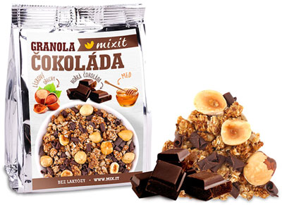 Granola z pece - Čokoláda a lískové ořechy do kapsy 70g