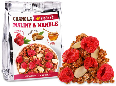 Granola z pece do kapsy - Maliny a mandle 70g