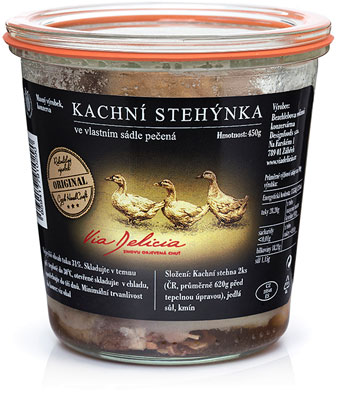 Kachní stehýnka ve vlastním sádle pečená 2ks 450g bez přílohy