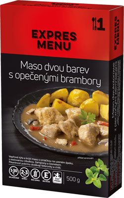 Maso dvou barev s opečenými brambory 500g