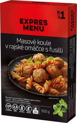 Masové koule v rajské omáčce s fusilli 500g